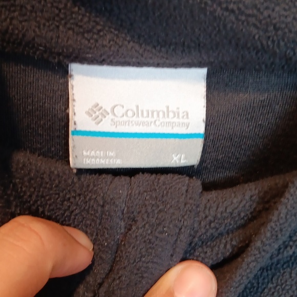 Columbia Sweater Men's xl Black Pullover 1/4 Zip Logo Fleece Mock Neck - Picture 4 of 5